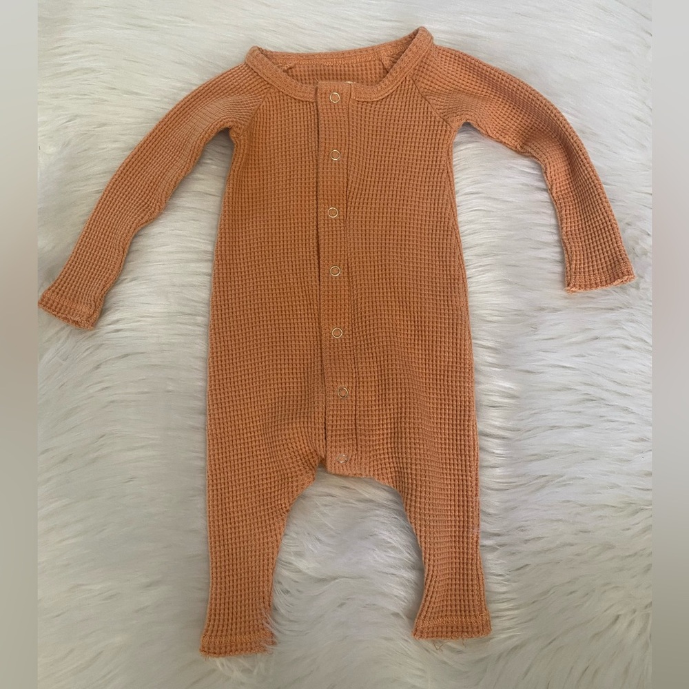 Little Urban Apparel Orange Waffle Knit One Piece 0-3M